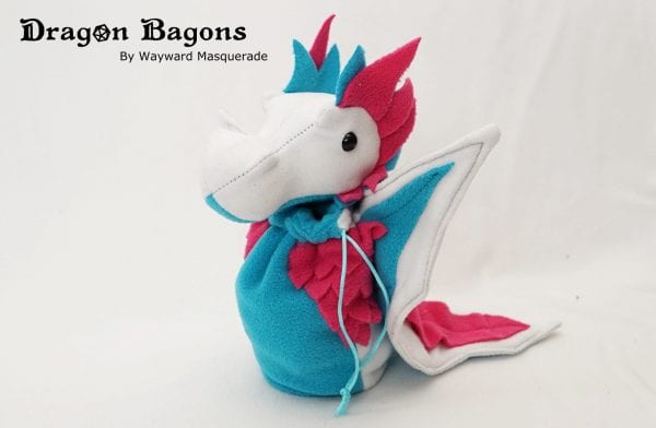 DnD Dice Bag - Bright Trans Pride Dragon 001